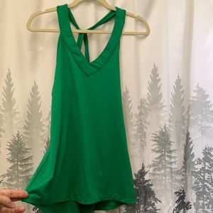 Kiava Crisscross V Neck Open Bak Tank Top Athleisure Workout XL Kelly Green